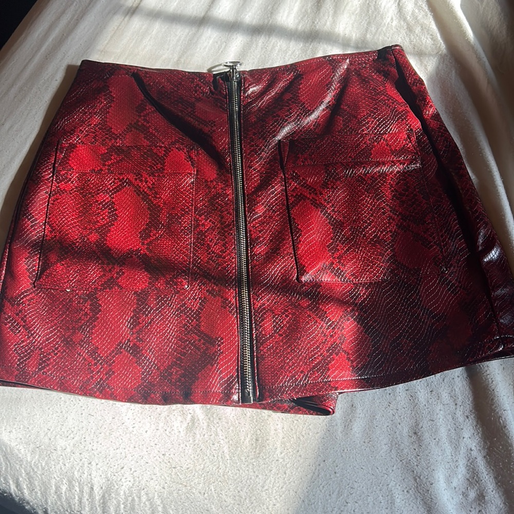 Red snake skin skirt